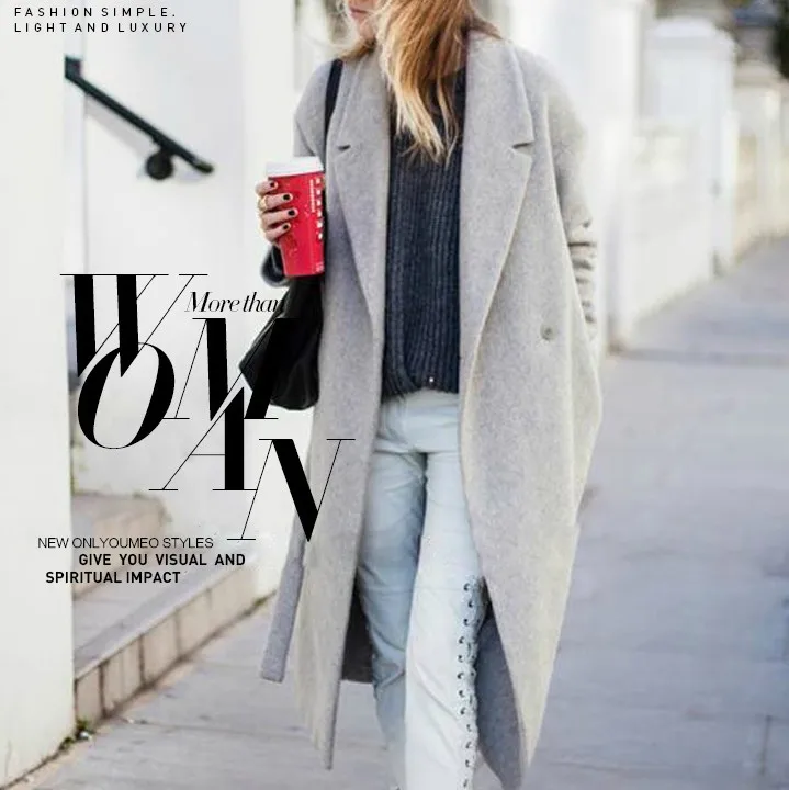 Новинка 2018 зимнее женское дизайнерское серое шерстяное пальто в голливудском