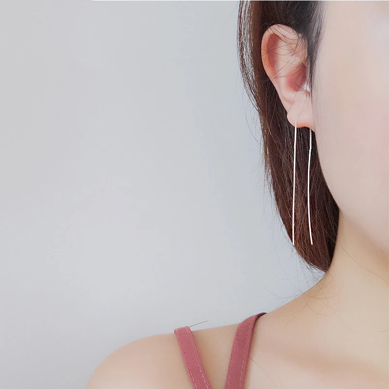 INZATT Fashion Real 925 Sterling Silver Tassel Dangle Drop Earrings Minimalist Trendy Jewelry For Women Party Accessories Gift | Украшения