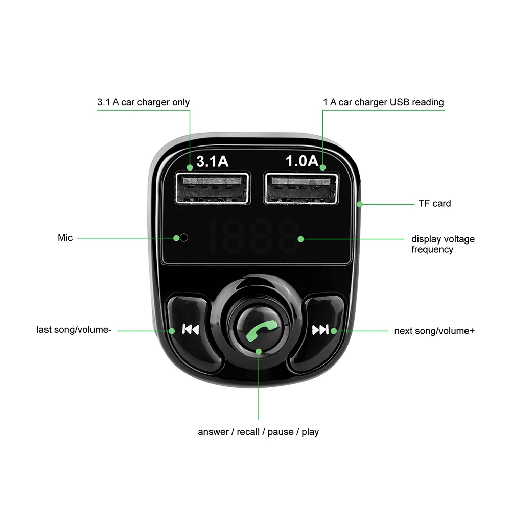ONEVER fm передатчик беспроводной Bluetooth автомобильный комплект громкой связи MP3