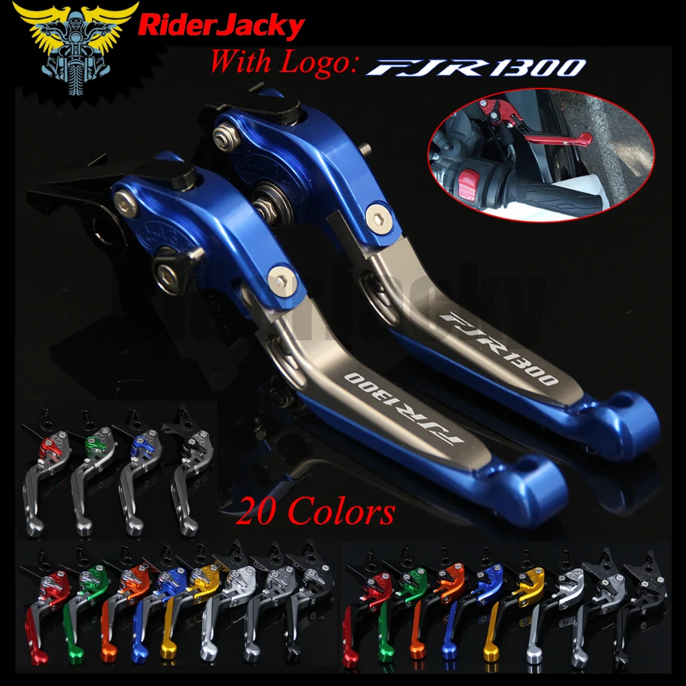 

RiderJacky LOGO "FJR1300" Motorcycle CNC Brake Clutch Levers For Yamaha FJR 1300 FJR1300 2003 03 Adjustable Extendable Foldable