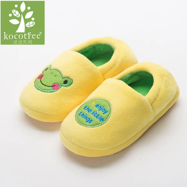 yellow Kocotree зима-осень На возраст от 2-10 л. детская для девочек и мальчиков Мягкий хлопок стадо мультфильм Дизайн тапочки детская теплая домашняя обувь - Цвет: yellow