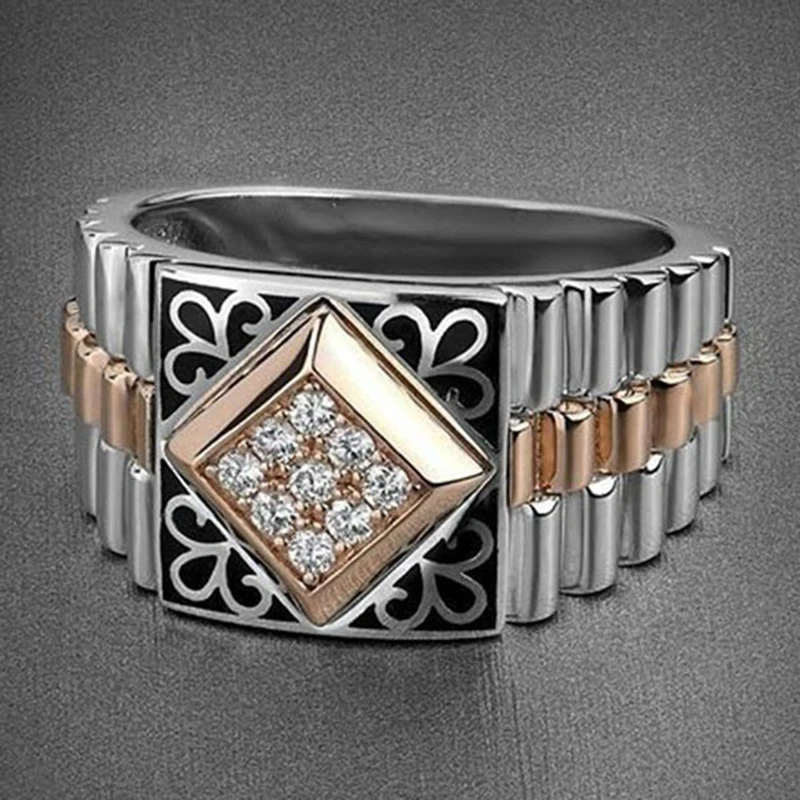 

Moda 2019 Metal Rose Gold Luxury Wedding Ring Ladies Two Tone Inlaid AAA Cut Zircon Fashion Rings 2019 New Design Z5M340