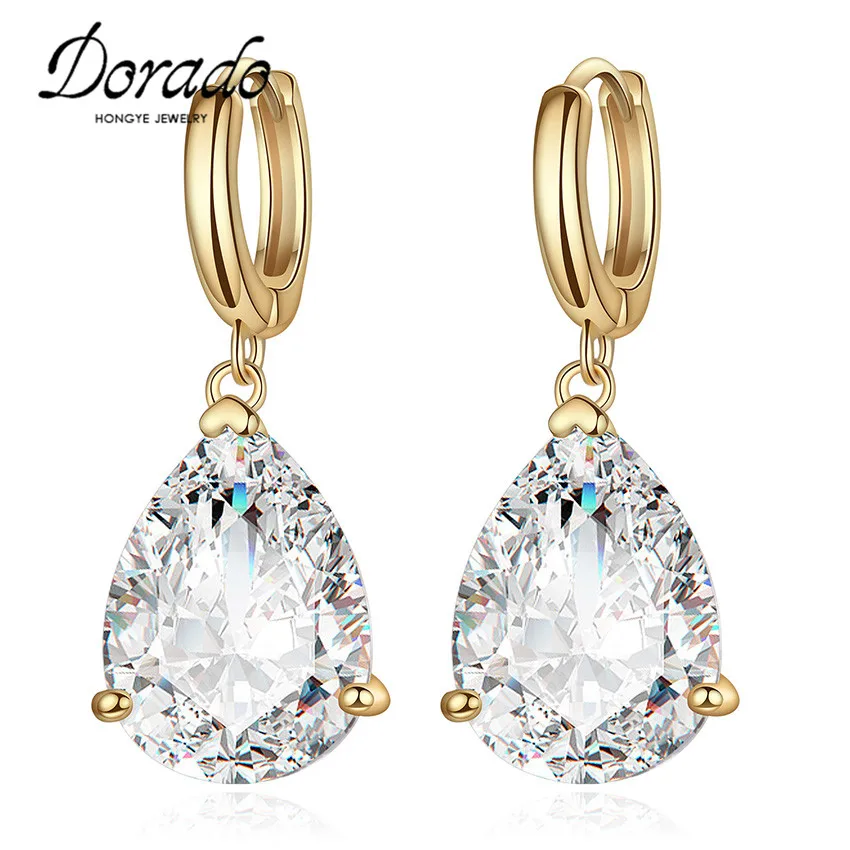 Zircon Water Drop Earrings For Women Gold Silver Color Copper Female Dangle Hanging Earring Fashion Wedding Ear Jewelry Brincos | Украшения