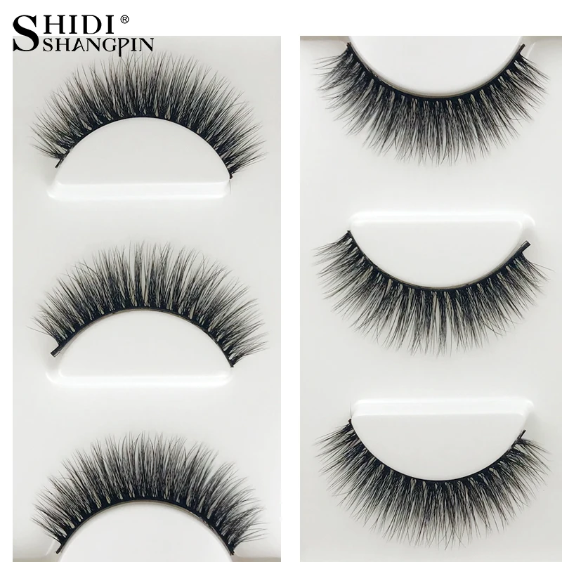 SHIDISHANGPIN 3d mink false lashes full strip 10mm eyelashes natural long eyelash extension 1 box 3 pairs X22 | Красота и здоровье