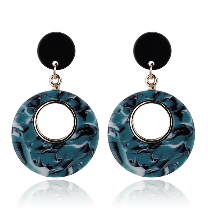 Новые модные богемные акриловые серьги с узором Висячие круглые для женщин
