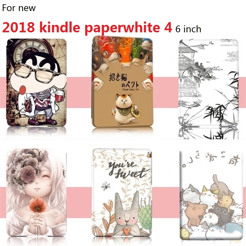 Модные искуственная кожа с рисунком чехол для Amazon Kindle paperwhite 4 6 &quot2018 клавиатура