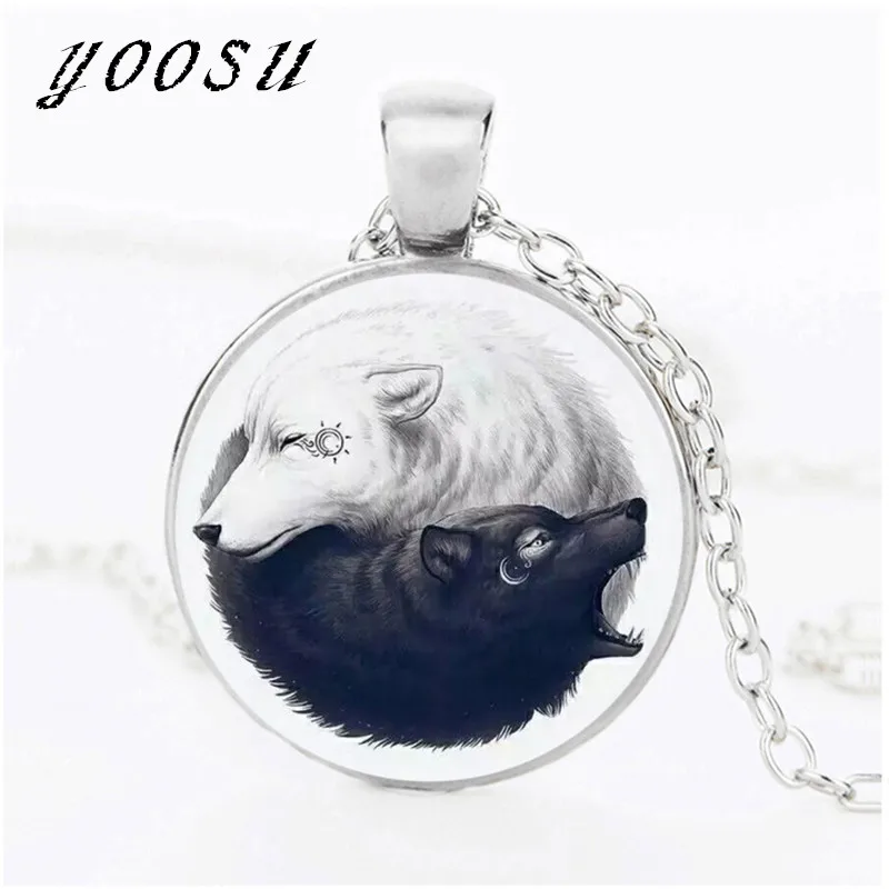 2018 Новая мода Инь Ян кулон ожерелье Стекло Форма Тай Цзи китайский даосизм знак