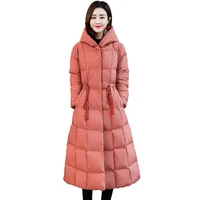 2019 new parker women over knee cotton coat hooded jacket korean version plus long winter jacket waist female cotton coats tren