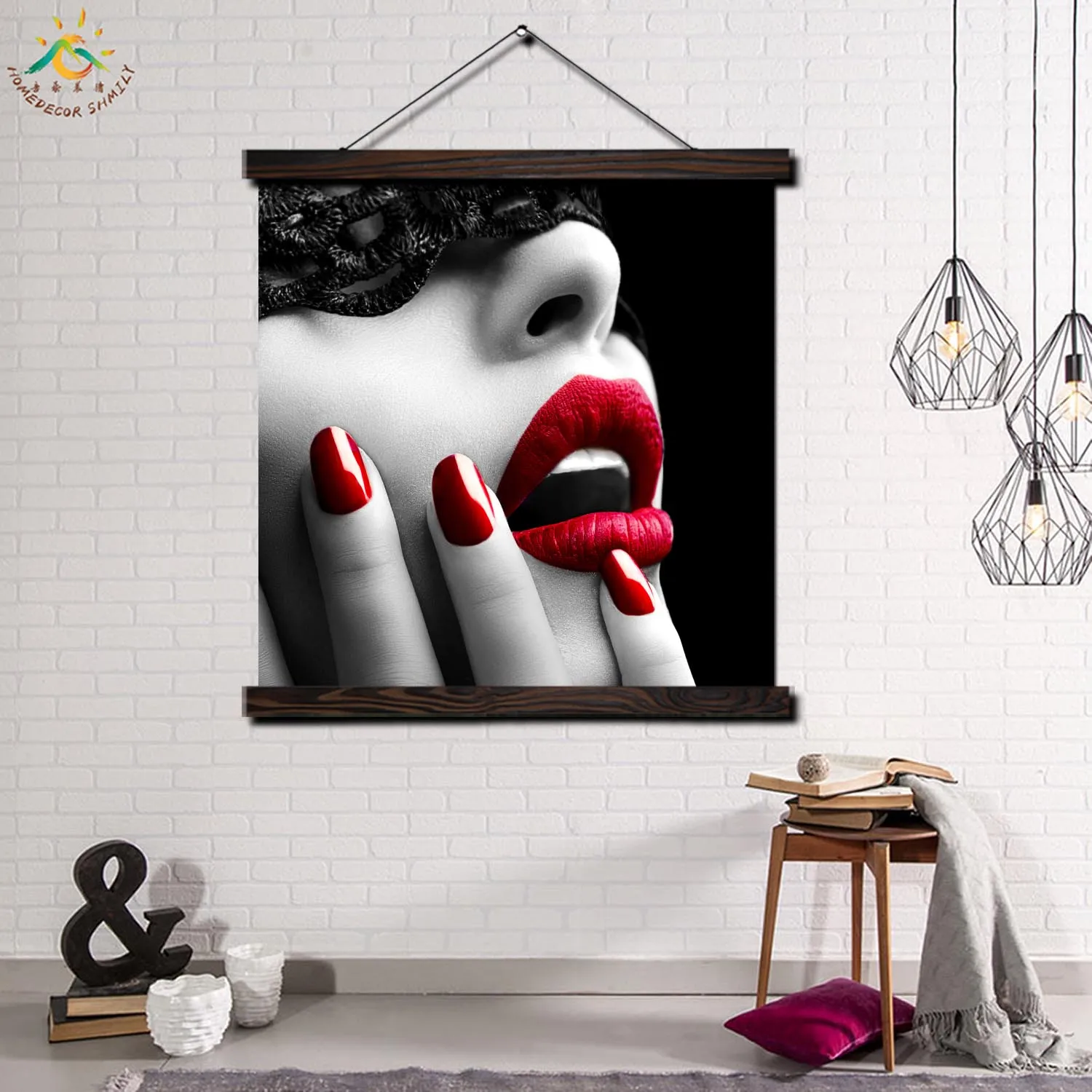 

Sexy Red Lip Single Modern Wall Art Print Pop Art Picture And Poster Frame Hanging Scroll Canvas Painting Home Decor Black White