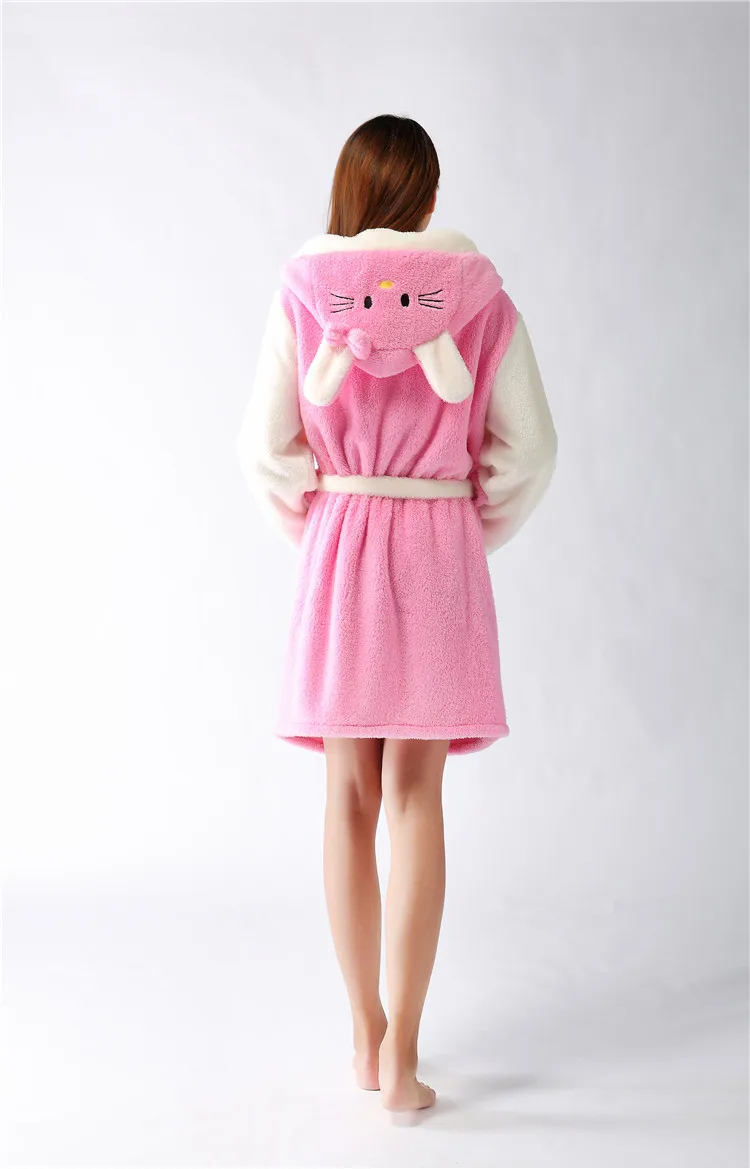 2016 пижамы Hello Kitty утолщение животных Для мужчин и женщин коралловый флис Халат