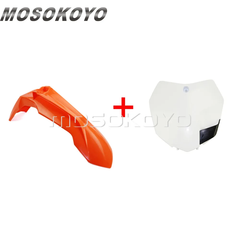 Enduro Dirt Bike переднее крыло+ спереди номерной знак для KTM SX XC SX-F XC-W EXC-F 150 200 350 500 450 оранжевого и белого цветов в стиле хип