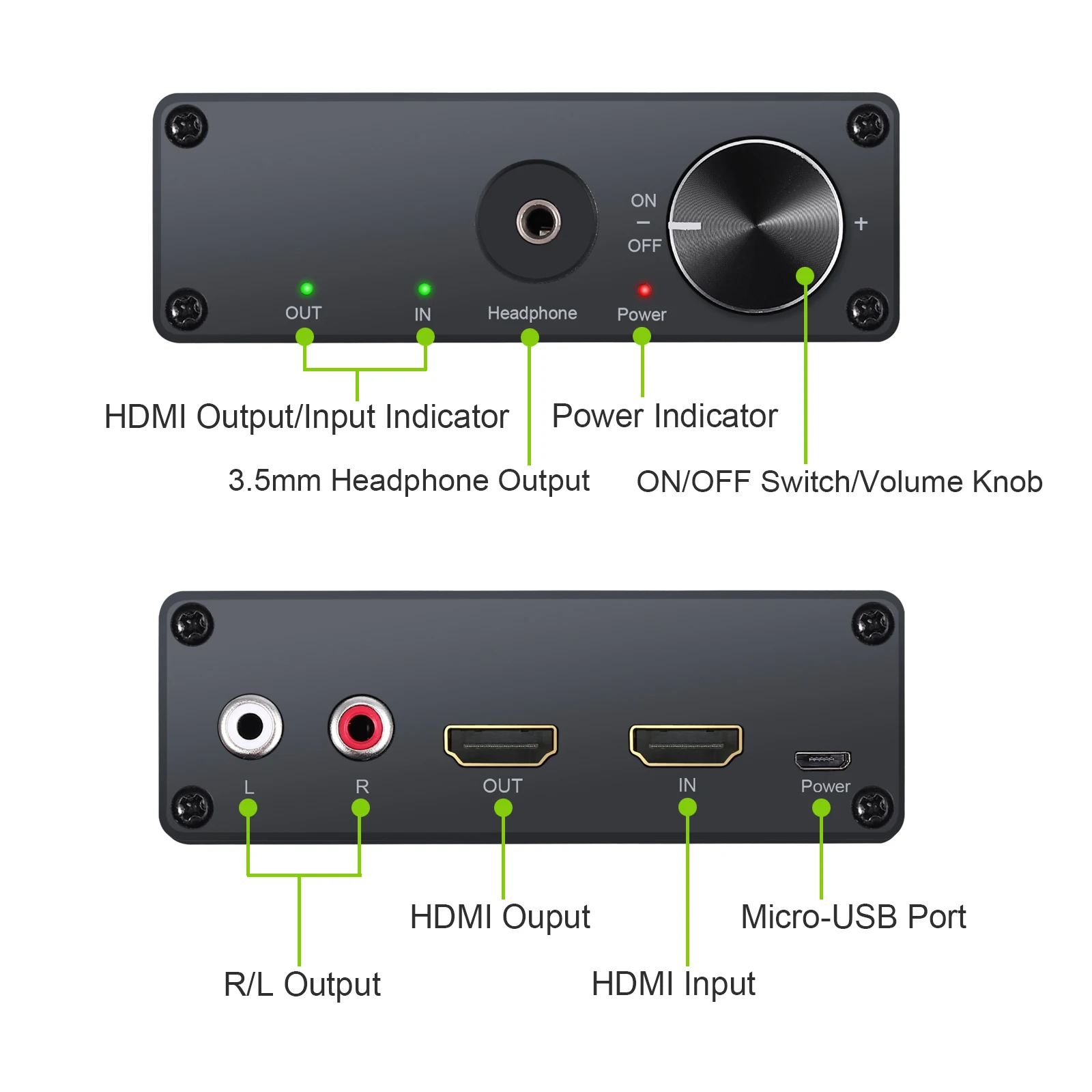 PROZOR 4K 3D HDMI совместимый с аудио конвертер экстрактор адаптер выключатель питания