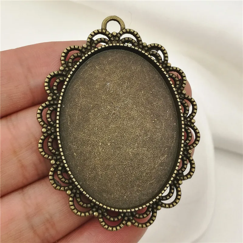 

20 pieces/lot Size 41*54MM Fit 30*40mm Antique Bronze Zinc Alloy Blank Tray Cameo pendant cabochon base cameo settings