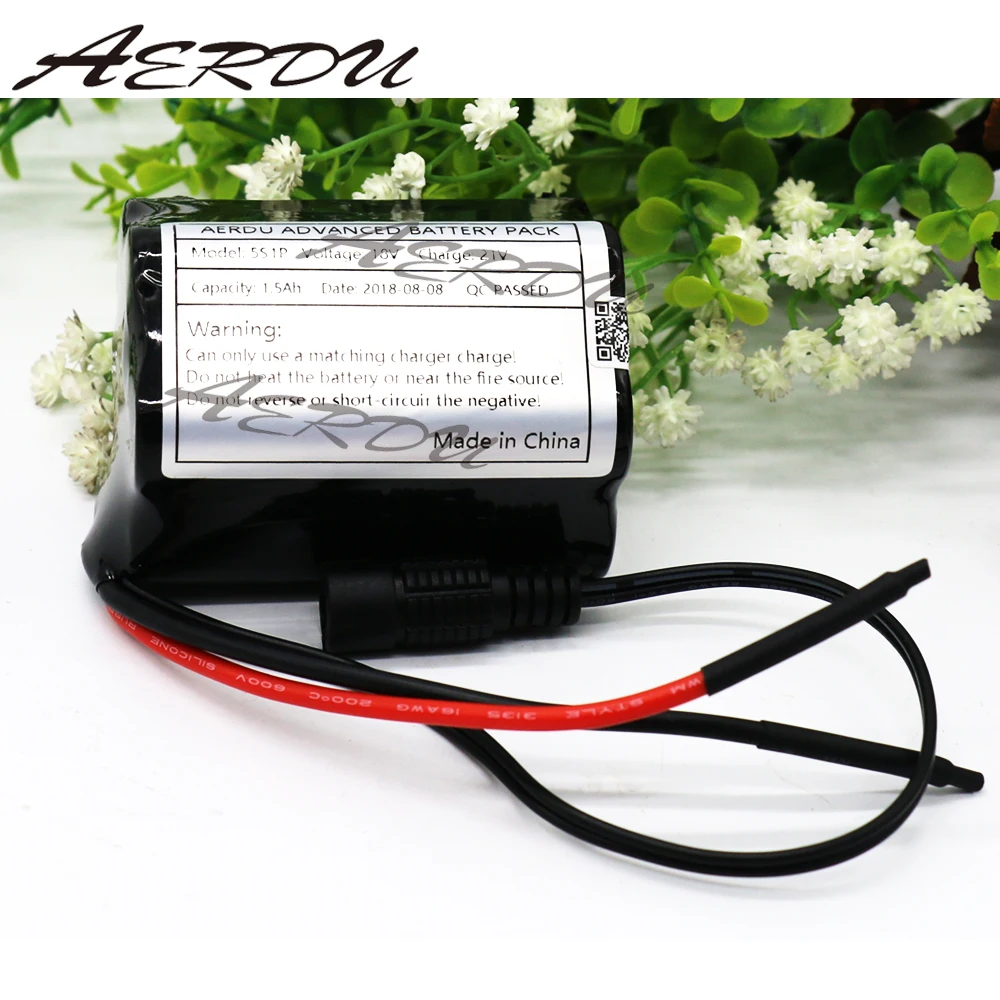 AERDU 5S1P 18V 1.5Ah 1500mAh 21V литий-ионный аккумулятор с 15A BMS для фонарика осветительного устройства резервного питания мобильного питания