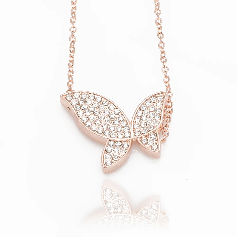 Fashion crystal jewelry Wholesale Gold Color Plated Necklace Butterfly pendant chain christmas gift 1392 | Украшения и аксессуары