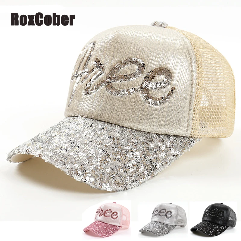 Бейсболка RoxCober Мужская/Женская сетчатая хлопковая кепка с блестками начесом в