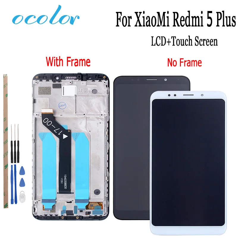 ЖК дисплей ocolor для XiaoMi Redmi 5 Plus сенсорный экран с рамкой в сборе Замена +