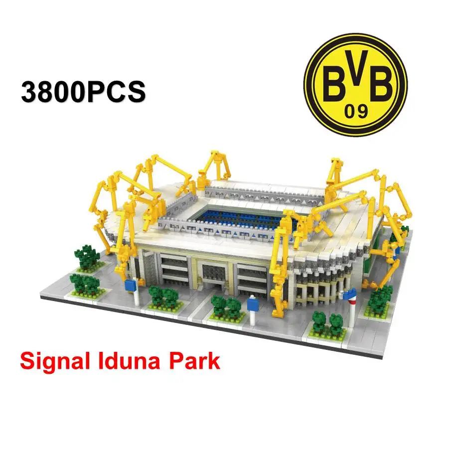 Signal Iduna Park Сборная архитектура Сан Сиро футбольное поле сигнал Iduna Парк Стадион строительные блоки Образовательные Кирпичи подарки - Цвет: Signal Iduna Park