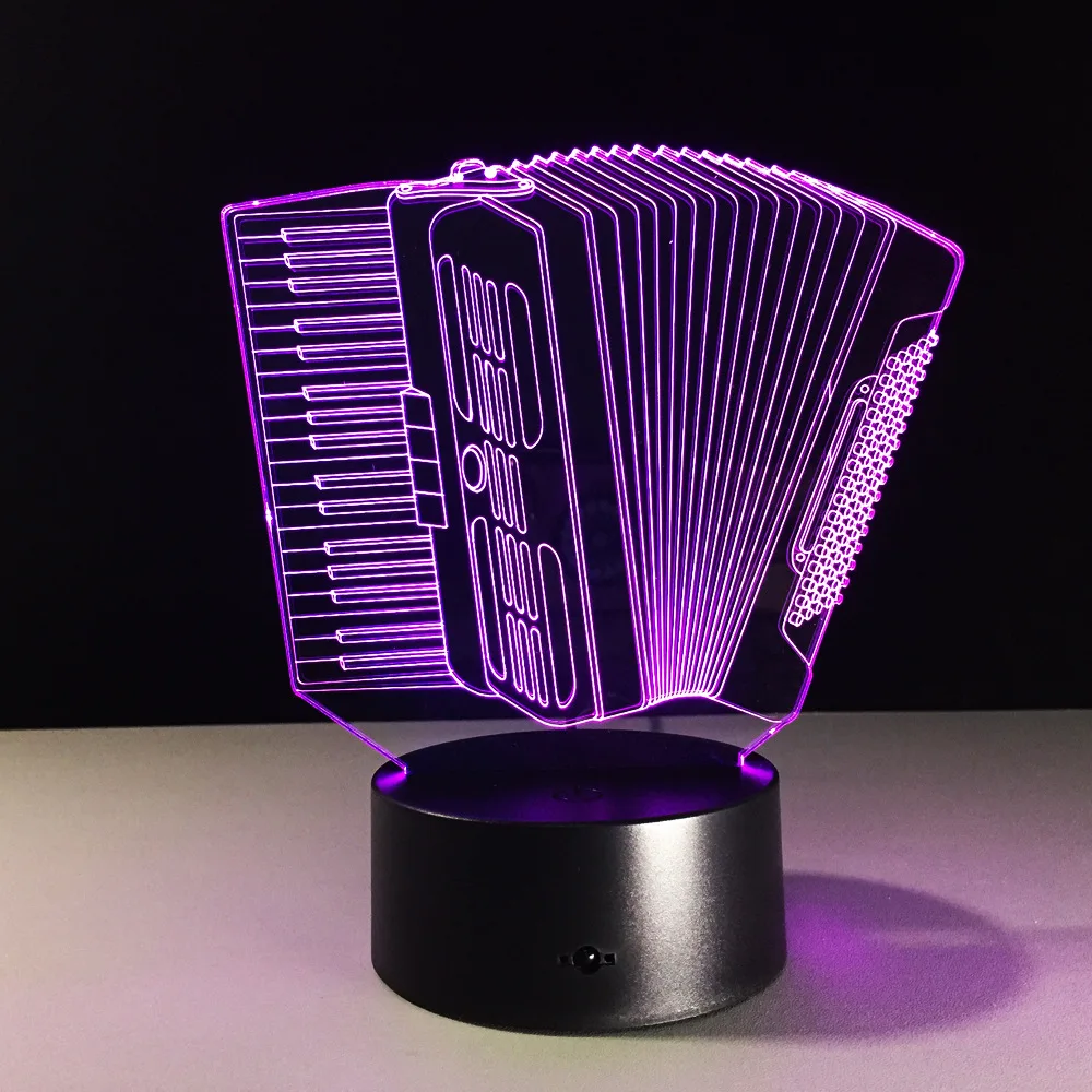 

Music Instrument Accordion 3D USB LED Lamp Romantic 7 Colors Changing Mood Atmosphere Table Decoration Night Light Gift
