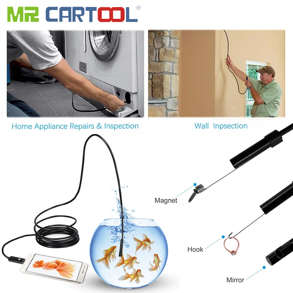 Mr Cartool USB светодиодный Зеркало для осмотра инструмент эндоскоп Micro Камера с 6