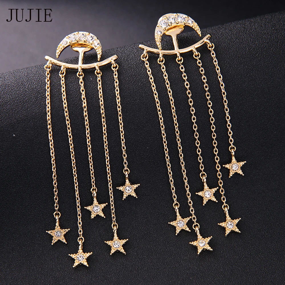 

JUJIE Jewelry Brand Gold Color Crystal Star Earrings For Women 2017 New Rhinestone Geometry Stud Earrings Fashion Earrings