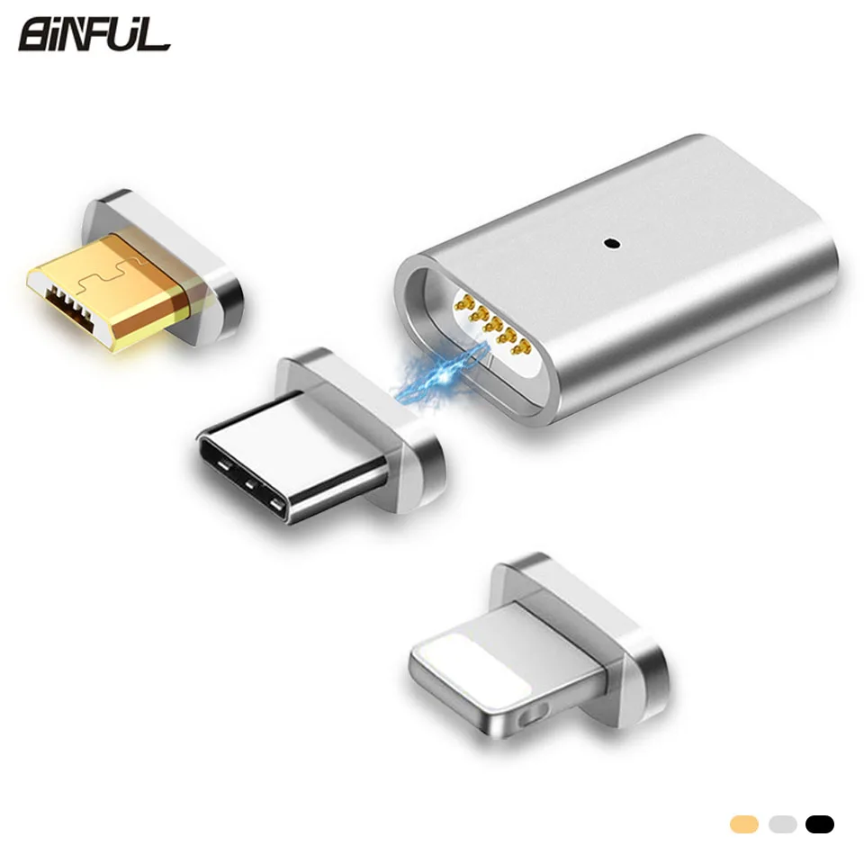 Магнитный адаптер 3 в 1 конвертер для Iphone Samsung Huawei Oneplus Cabo Magnetico Micro USB Type C зарядный