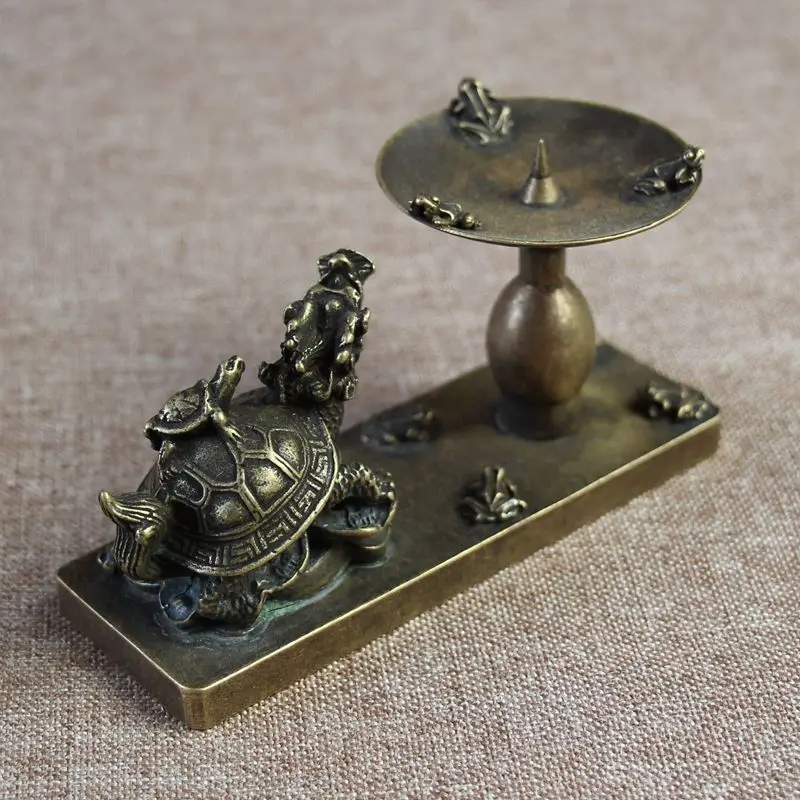 Pure brass candlestick antique bronze bronze crafts dragon turtle