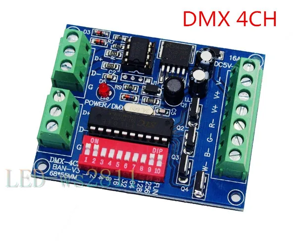 Оптовая продажа 4-канальный dmx512 DMX декодер диммер контроллер драйвер фотоэлемент