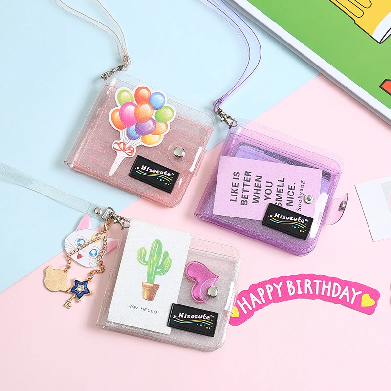 

Women PVC Card Holder Transparent ID Card Holder Wallet Waterproof Folding Short Wallet Business Credit Card Holder Organizer