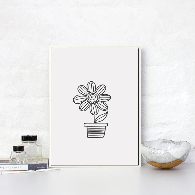 Картина черно белая для детской комнаты 07 г|canvas poster|cactus paintingsart canvas |