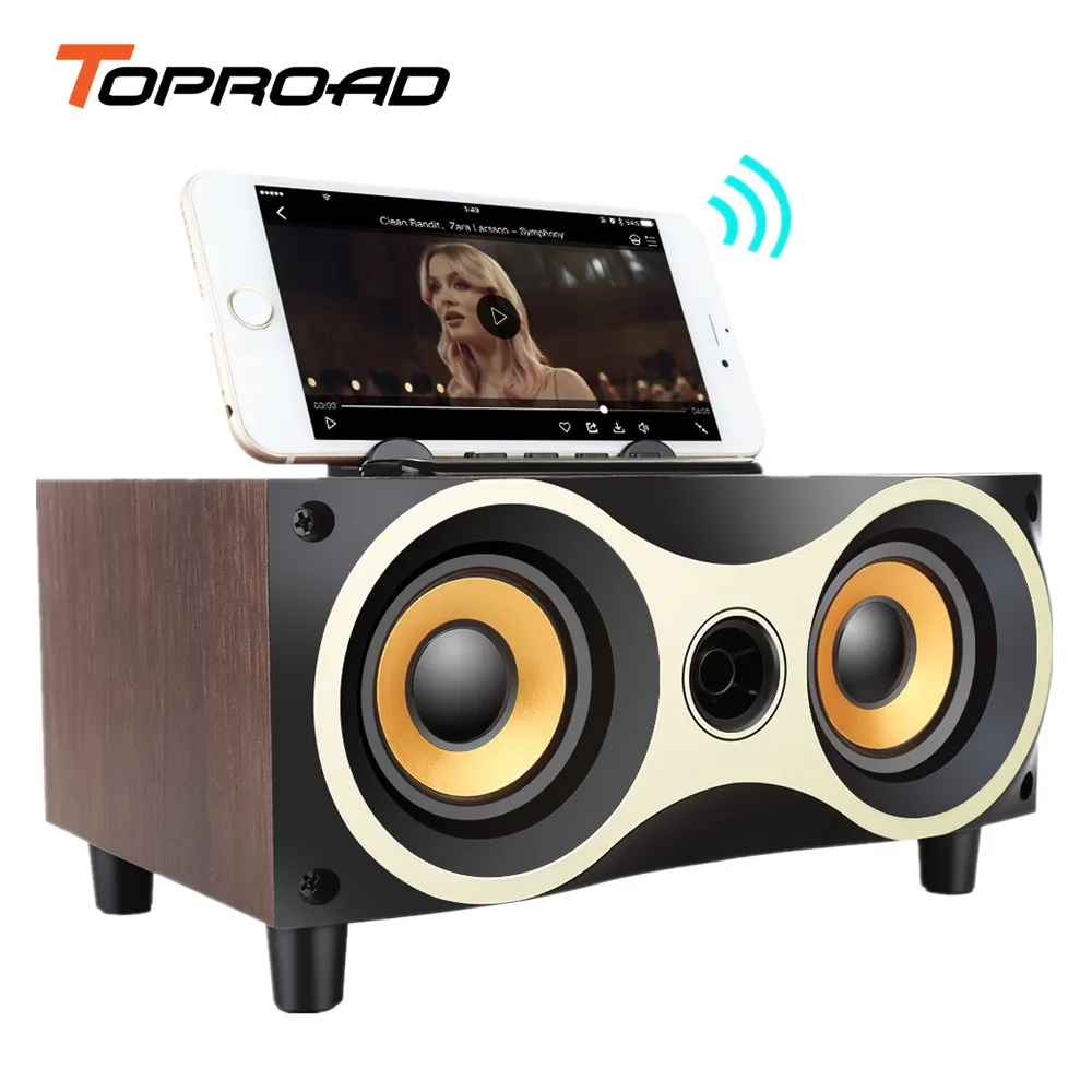 TOPROAD деревянный Bluetooth динамик беспроводной стерео двойной бас Громкоговоритель