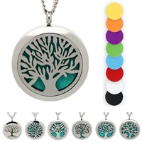 30mm tree of life aromatherapy necklace locket pendant silver magnetic 316l stainless steel essential oil diffuser fashion gift