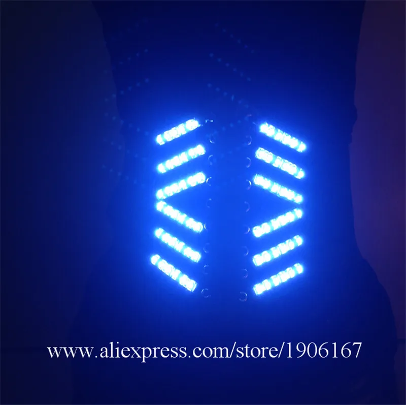 Белый цвет LED Sxey женские костюмы светящийся костюм с поясом одежда для женщин