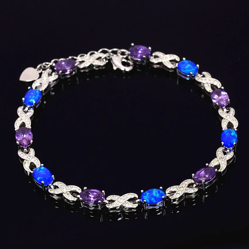 Браслет женский с голубым огненным опалом и фианитом|fire opal bracelet|opal braceletbracelet 925