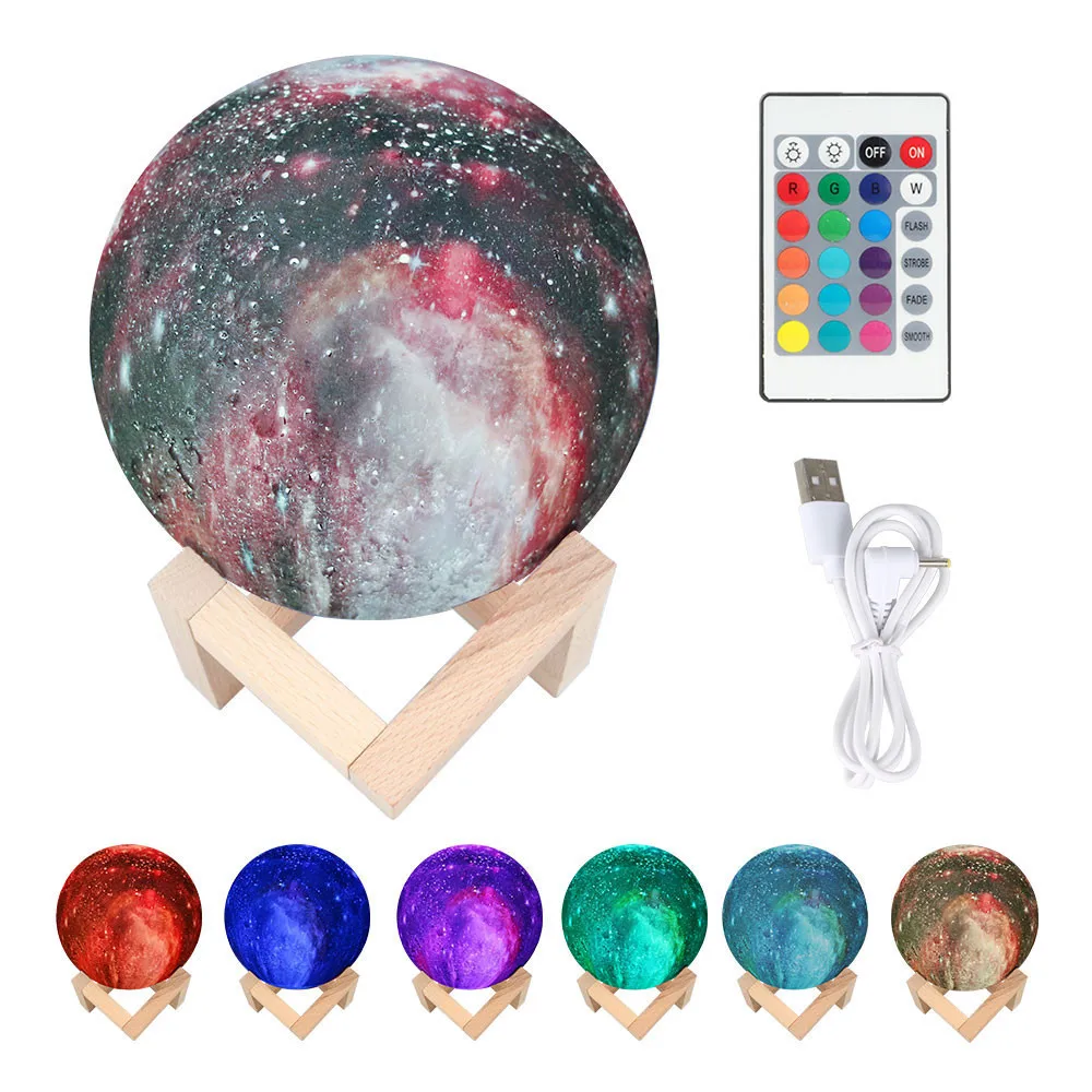 

New Arrival 3D Print Star Moon Lamp Colorful Change Touch Home Decor Creative Gift Usb Led Night Light Galaxy Lamp Dropshipping