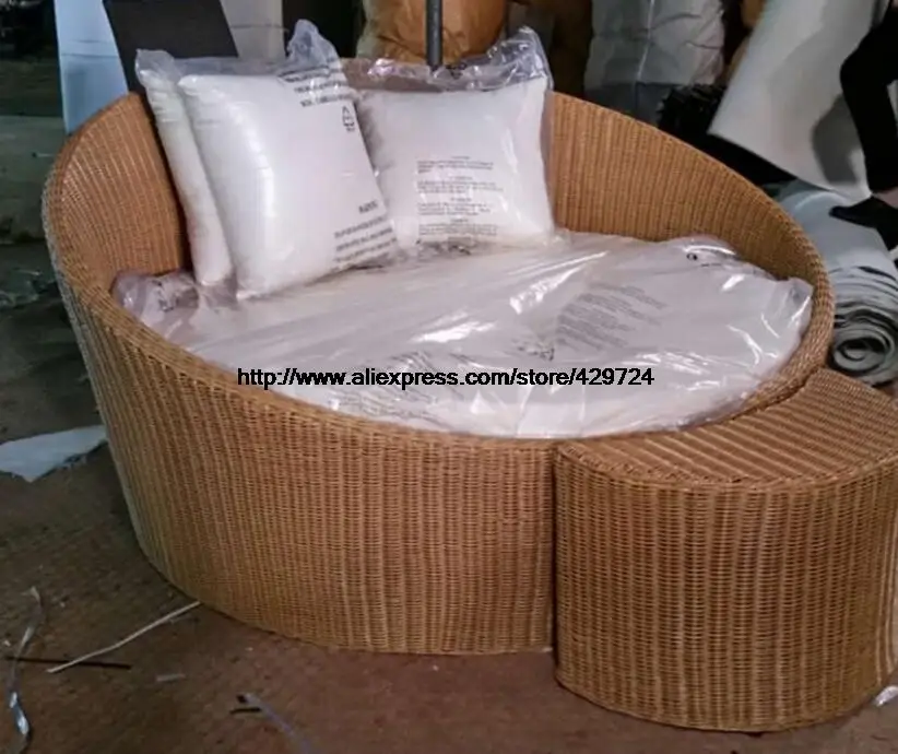 Креативный диван кровать из ротанга досуг лежа стул сад пляж бассейн раттана