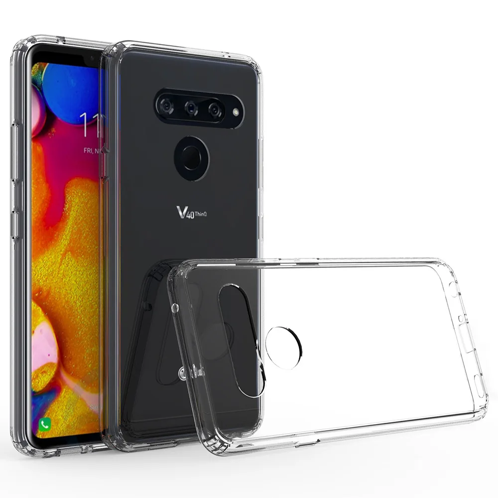 Прозрачный Акриловый чехол для телефона для LG V40 чехол противоударный Бампер Защитный чехол-гибрид из ТПУ Жесткий прозрачный чехол для LG V30/V40 ThinQ задняя крышка