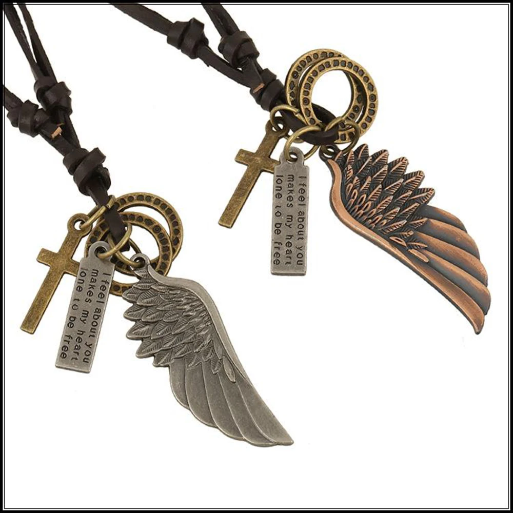2017 модное ожерелье с подвеской в виде крыльев Ангела крестиков волков зубов