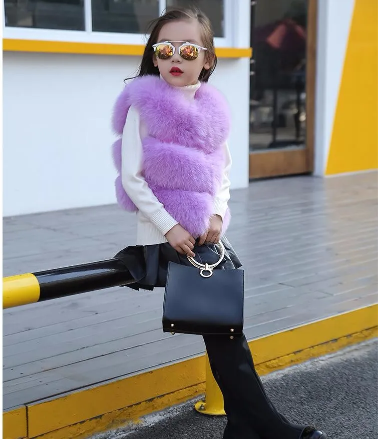 Жилет CHCDMP из мягкого лисьего меха для маленьких девочек детский жилет