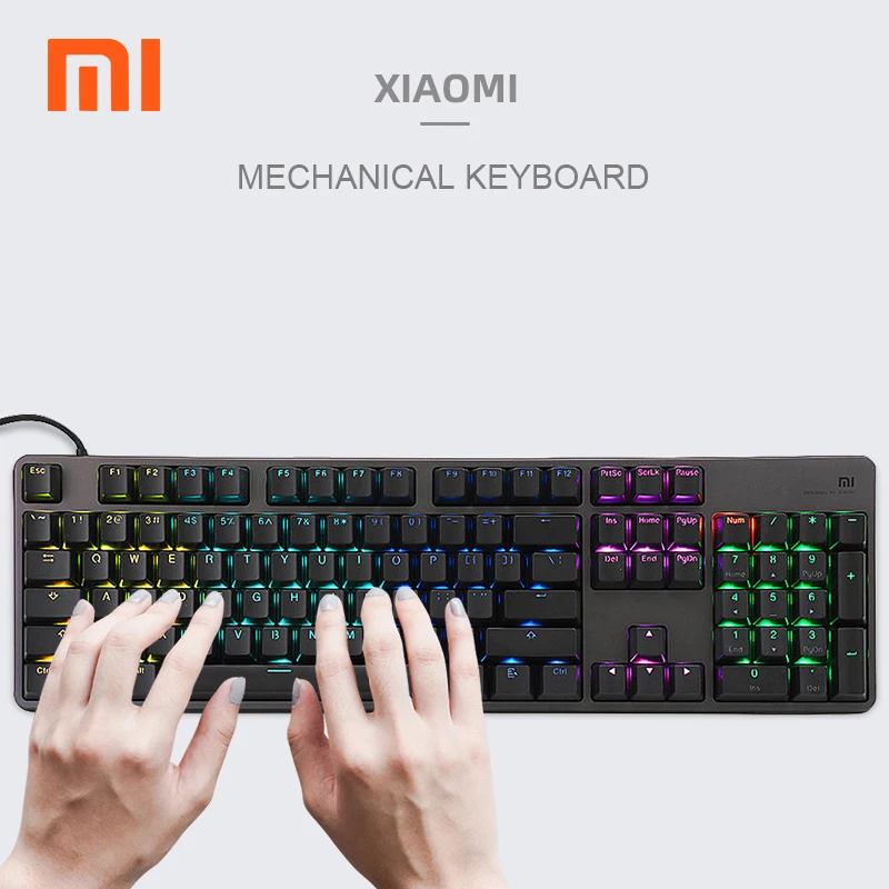 Клавиатура Xiaomi 104 клавиш с Цветной подсветкой игровая Проводная клавиатура из