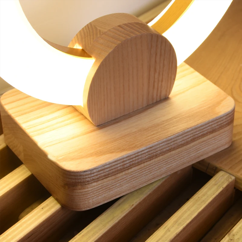 Nordic Bedside Wooden Night Light with Plug AC 110V 220V LED Round Table Lamp for Study Reading Desktop Atmosphere Lamps | Лампы и