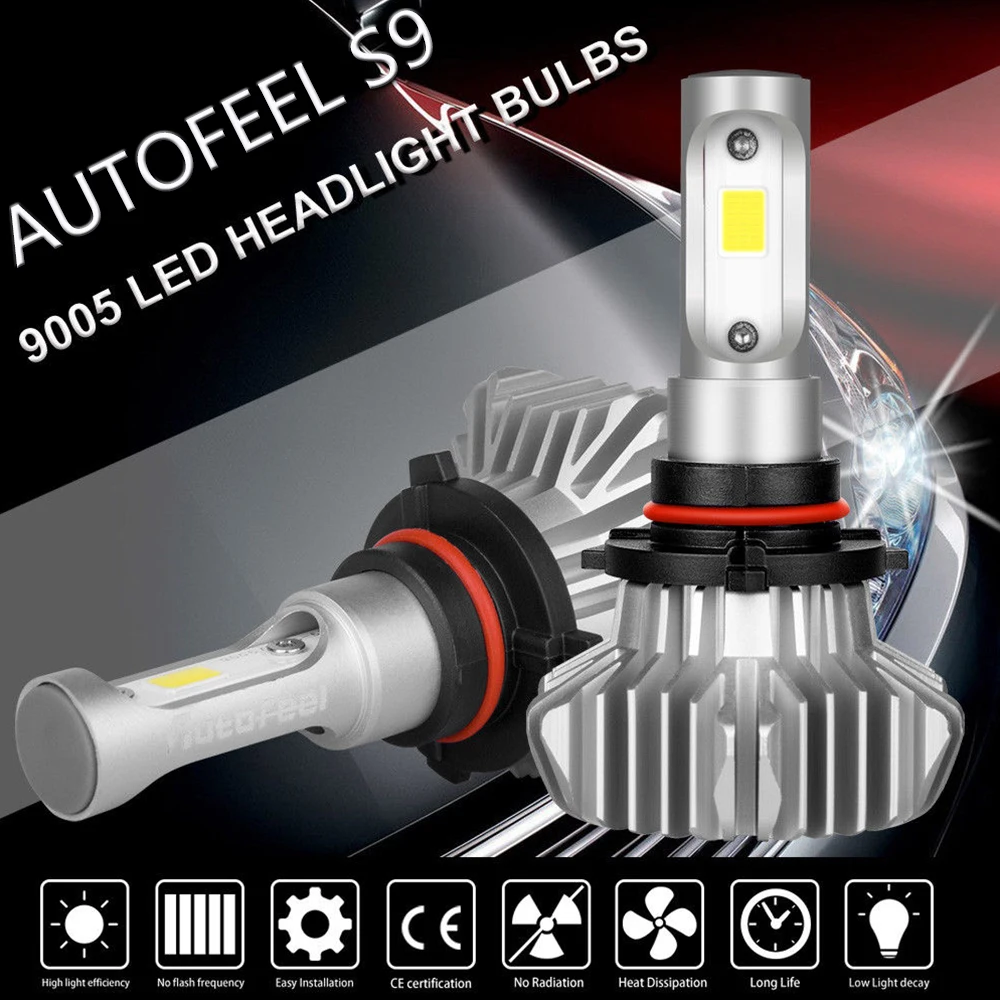 Autofeel 2018 9005/HB3 светодиодный фонарь для автомобильных фар 12 В 9005 8000лм 6000 К авто супер