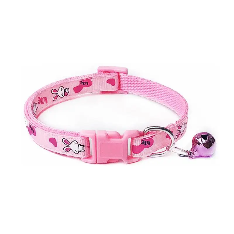 pink Собака ошейники для кошек Регулируемый воротник полиэфир модный ошейники с колокольчиками - Цвет: pink