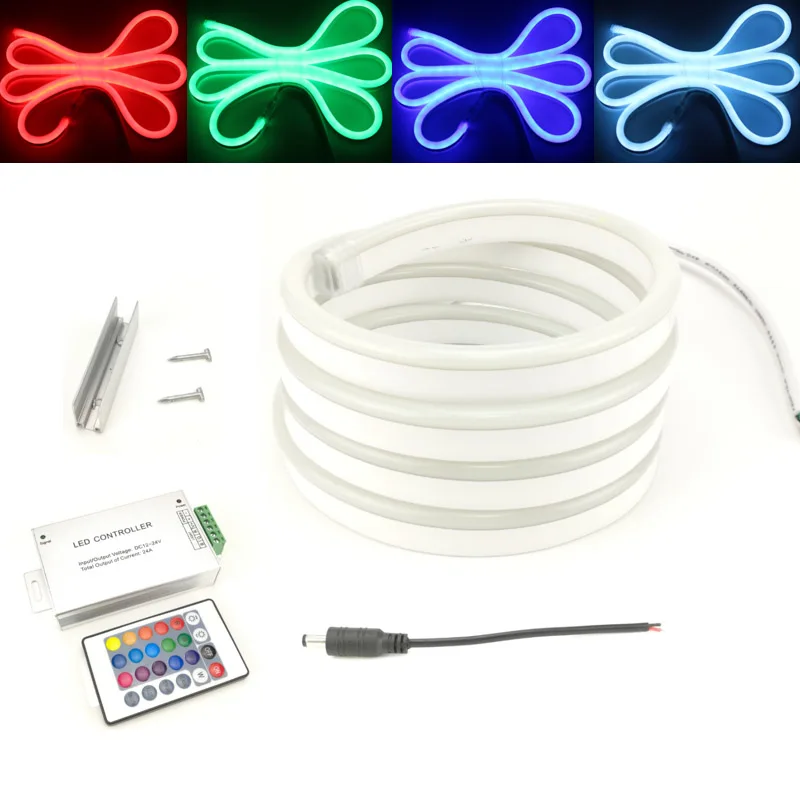 

Неосветильник светодиодная RGB лента SMD 5050, 12 В, 80 светодиодов/м, водонепроницаемая декоративная лампа «сделай сам» с 24 кнопками, ИК-пульт дист...