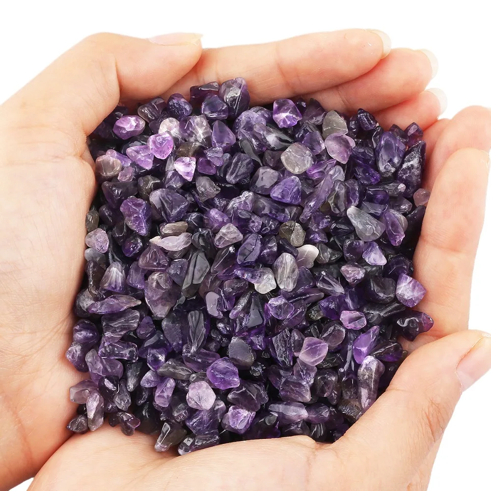 

TUMBEELLUWA 1lb (460g) Purple Crystal Quartz Tumbled Stone Chips Stone Crushed Pieces Irregular Shaped Stones