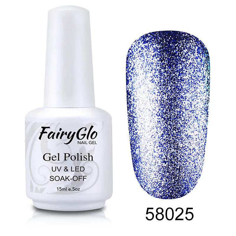 58025 FairyGlo, 15 мл, блестящий гель для ногтей, Платиновый, УФ светодиодный, лампа, Гель-лак для ногтей, длинный, последний, Гель-лак, гибридная краска, геллак, лаковый клей - Цвет: 58025