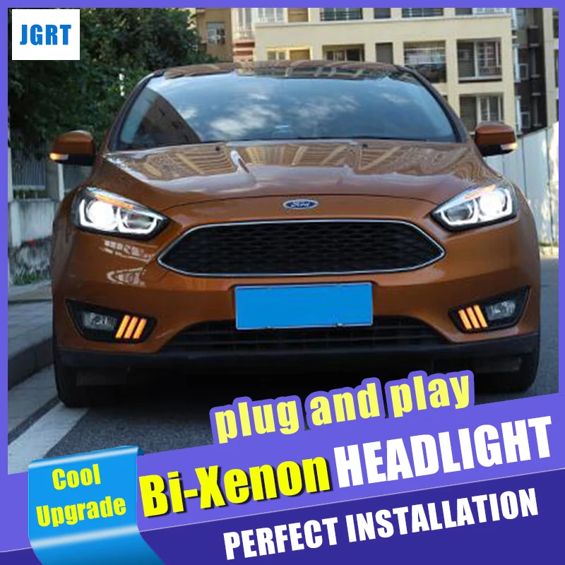 Новый дизайн для налобных фонарей ford focus 2015-2018 биксеноновые линзы Demon Eyes комплект