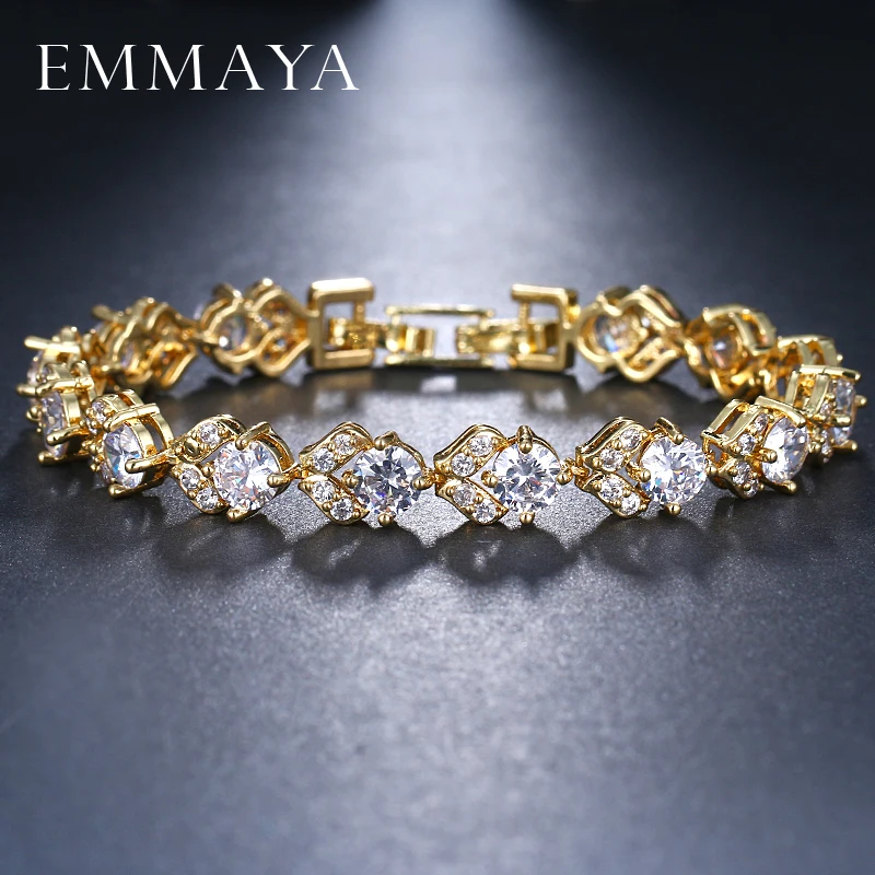 Модный браслет EMMAYA золотого цвета с кристаллами и фианитами новый