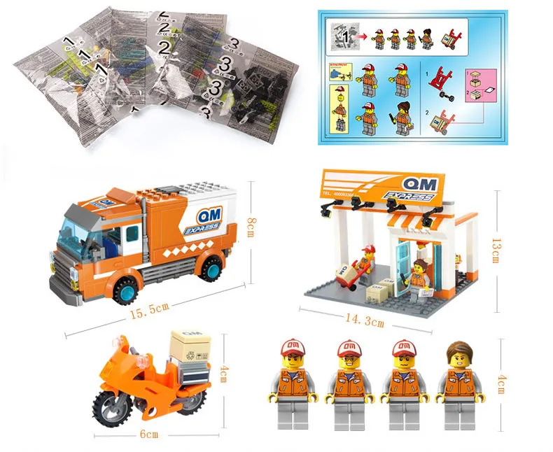 Обучающий строительный блок город грузовик серии курьерская станция