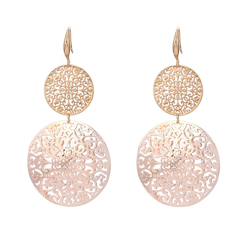 Gold-Rose Gold Большие Необычные серебряные серьги в форме цветка, разноцветные золотые серьги-капли с кристаллами, Модные женские ювелирные изделия, подарки для матери - Окраска металла: Gold-Rose Gold